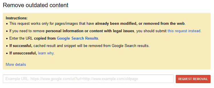Google Content Removal Tool