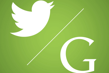 twitter and Google logos in a graphic