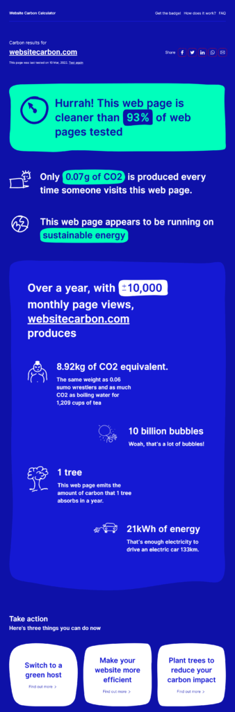 website carbon footprint calculator