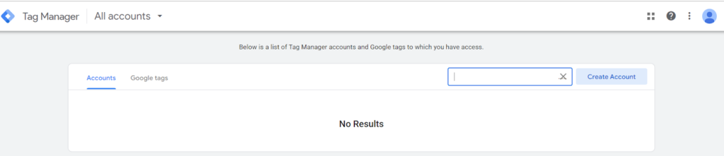 How to set up Google Tag Manager (step 1 screenshot)