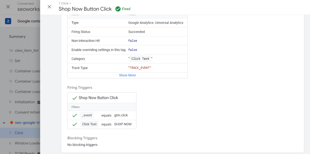 How to set up button click tracking (screenshot 2 step 9)