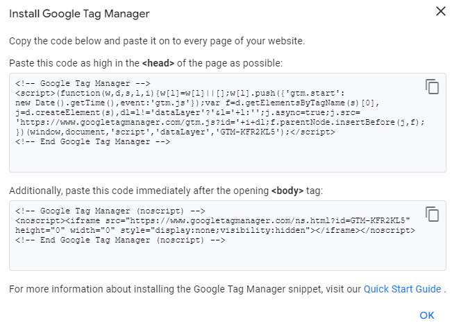 How to set up Google Tag Manager (step 3 screenshot)
