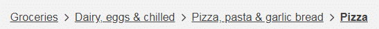 E-commerce sites like Sainsbury’s implement location breadcrumbs to help users sift through 1000s of products
